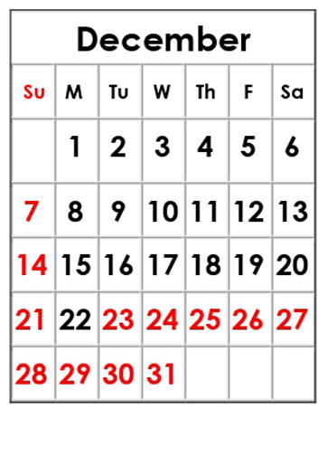 12月のカレンダー