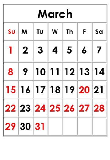 3月のカレンダー